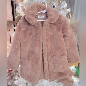 H&M Fur Kids Jacket Size 6 Tan/ Beige